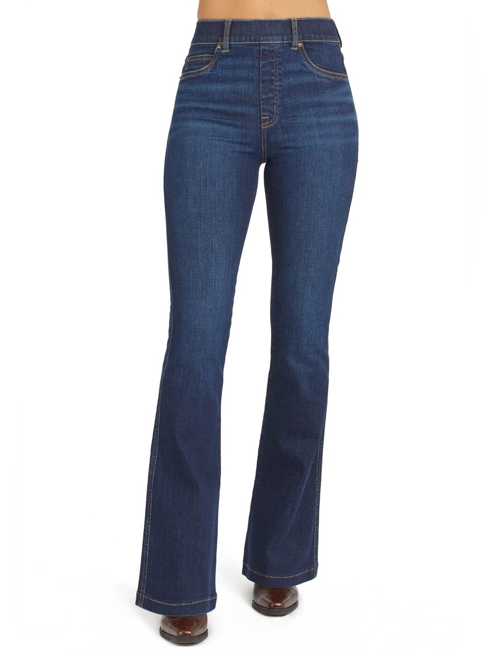 SPANX High Rise Flare Jeans Dark Wash Pull-On Size Small